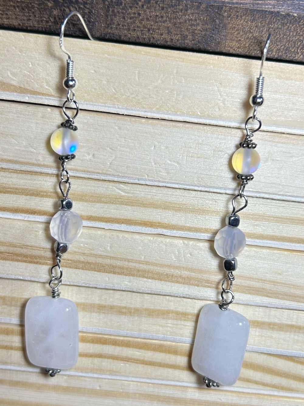 3/$25 White Selenite Stone Drop Earrings